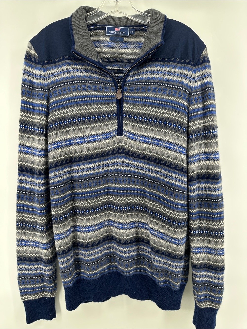 Vineyard Vines Patterned Quarter-Zip Merino Wool Sweater Men’s Medium